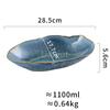 Elegant western style red blue green plate irregular ceramic creative oval salad tray deep dish ellipse fish japanese dish set