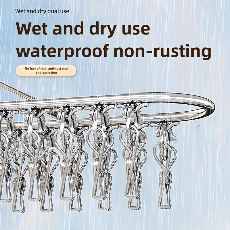A Windproof And Non-Slip Balcony Clothes Drying Rack Designed to Save Space, Featuring 30 Clips, Suitable for Apartments And Terraces
