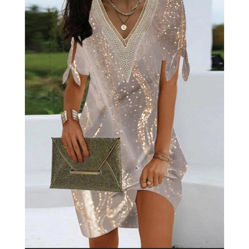 BITCED Fashion Summer Spring Short Sleeve V-Neck Casual Dresses