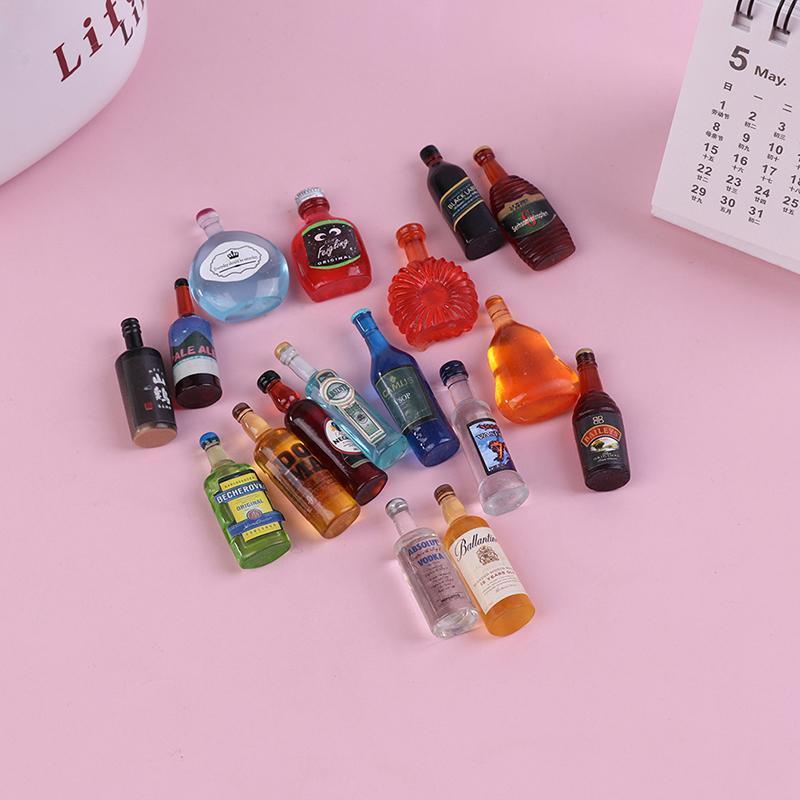 10Pcs 1:12 Dollhouse Miniature Resin Bottle Simulation Wine Bottle For Kids Toy