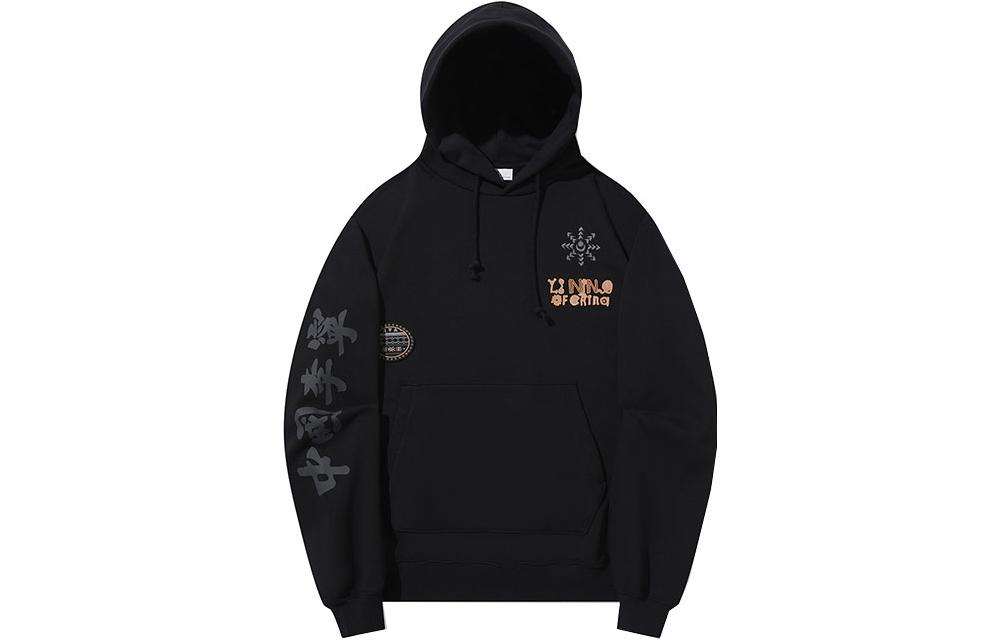Li Ning Sweatshirts Unisex Black Hooded Moderate Regular AWDT691-4 M