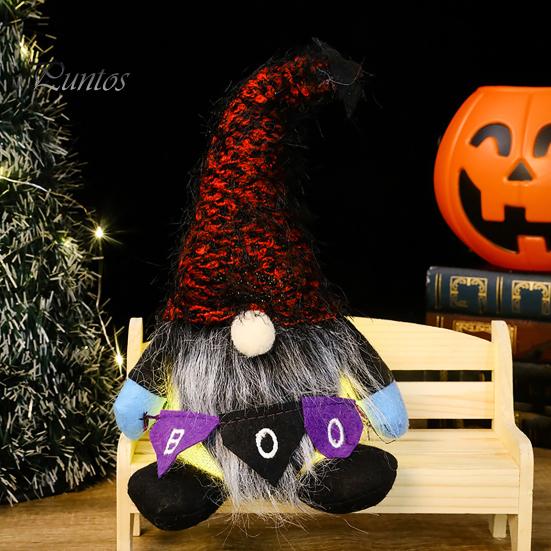 Striped Knitted Gnomes Halloween Plush Gnome Decoration, Spooky Boo Swedish Tomte Elf Figurine, Faceless Scandinavian Dwarf Ornament for Home