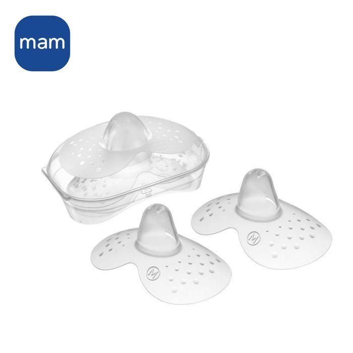 MAM Brustwarzenaufsatz Größe M - Silikon - Sterilisationsbox x2 weiß