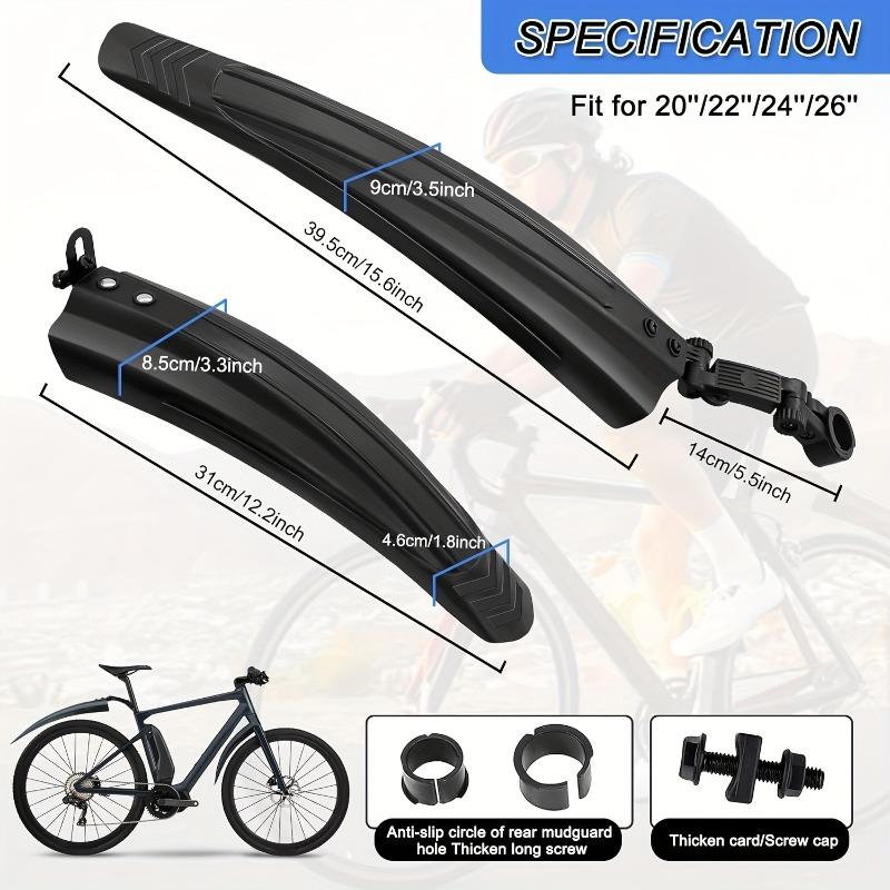 2pcs Bike Mudguard Set Bicycle Fenders Splash Fender Guard Set Road Mountain MTB Front Rear Mudguard Cycling Riding Accessories