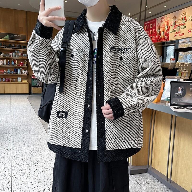 New Fake Two-piece Jacket Men's Loose Spring Single-breasted Top for Junior and Senior High School Students Casual Jacket