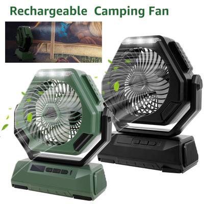 270° Head Rotation Camping Fan with LED Light and Hook 6000mAh USB Battery Operated Fan For Outdoor Travel Camping Fishing New