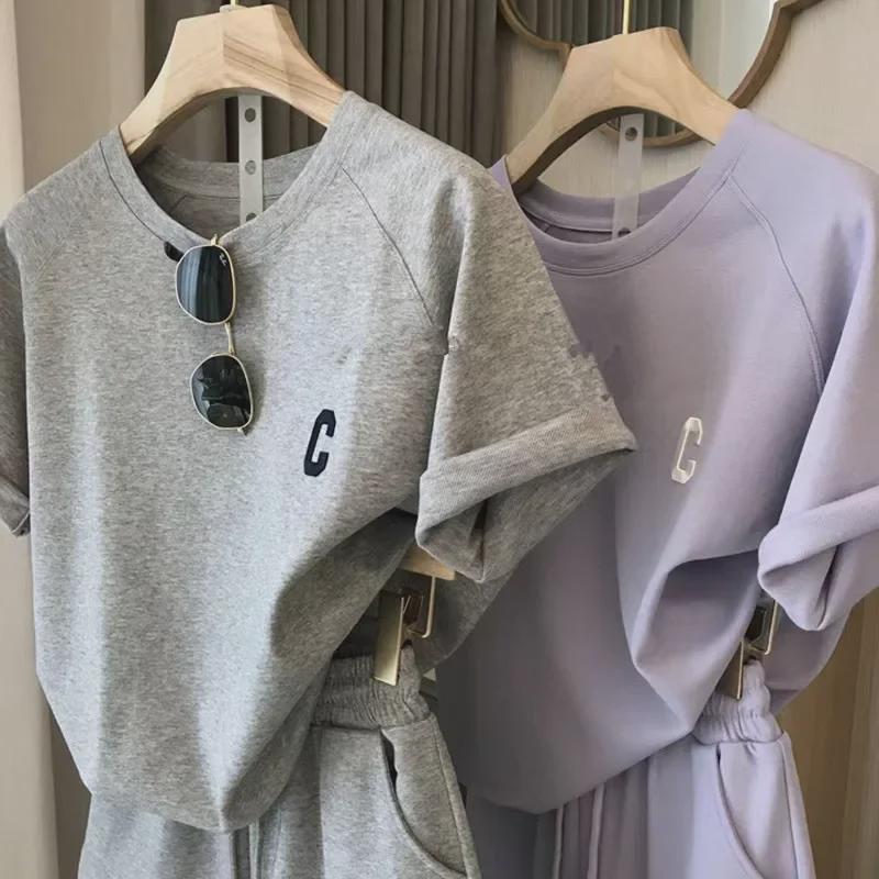 Damen Frühling/Sommer 2025 Lockeres T-Shirt und Shorts Zweiteiler