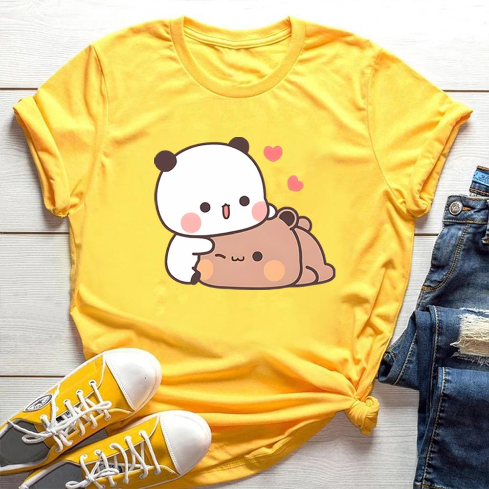 Panda Bear Hug Bubu Dudu Classic Unisex Crewneck T-shirt Cutest Kawaii T-shirt Gift for Girlfriend Cute Short Sleeve Tee