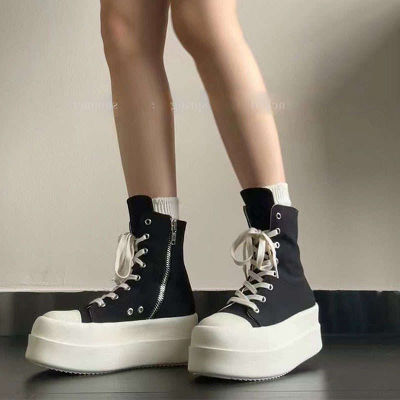 Ins Super Fire Thick-soled Heightening Board Shoes Women's Small Casual Shoes Women's Spring and Autumn New High-top Shoes