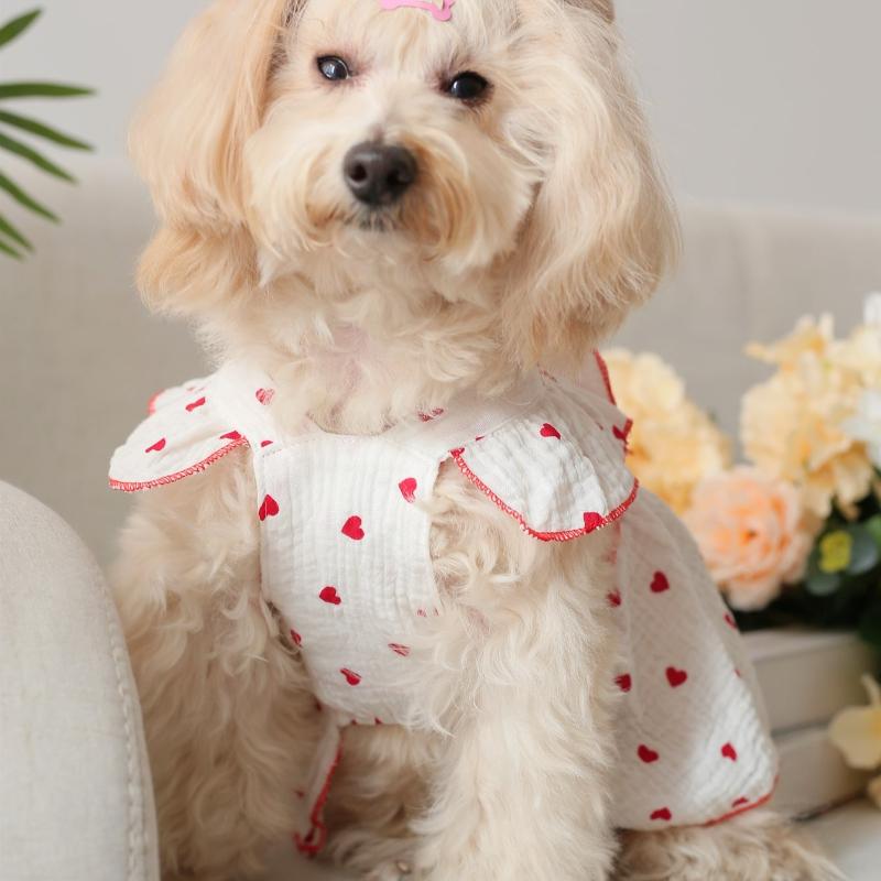 Valentinstag 1 Stück Herzmuster Schleifen-Dekor Haustierkleid für Hund für den Sommer