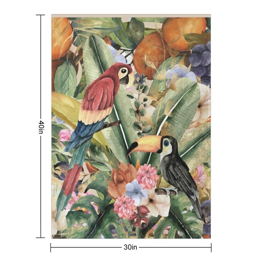 Amazon Birds and Fruits Watercolor Throw Blanket Soft Decorative Bed Flannels Blankets