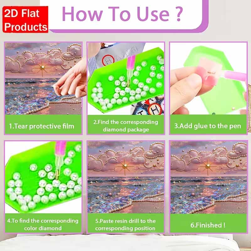DIY Sunset Beach Pearl Diamond Art Kits Without Frame 30x40cm Gem Art Diamond Painting Kits for Adults/Beginners Gift Idea Home Wall Decor