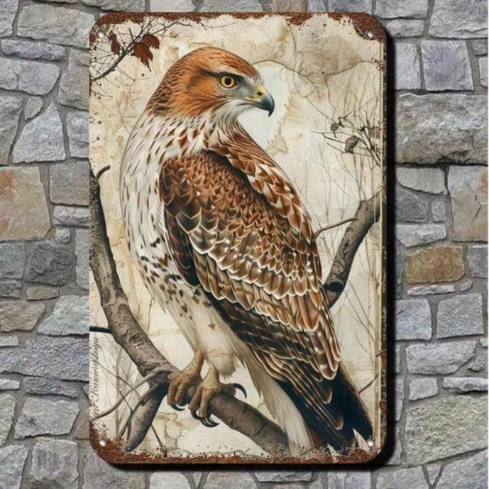 Metal Poster Vintage Hawk Wall Art Bar Decoration 8x12 inch Flat Lightweight Mount