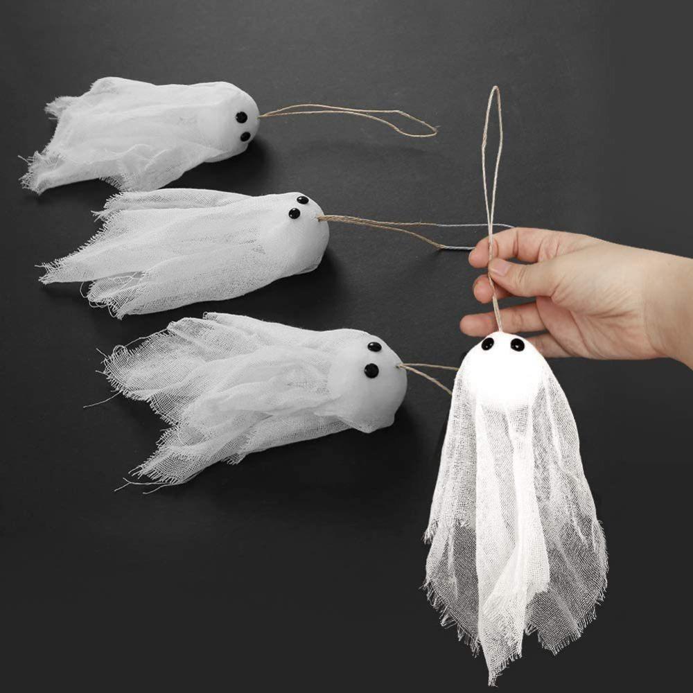 

10pcs DIY Halloween Ghost Gauze Pendant White Flying Ghost Pendant Spooky Ghost Decor Porch Decor 10pcs