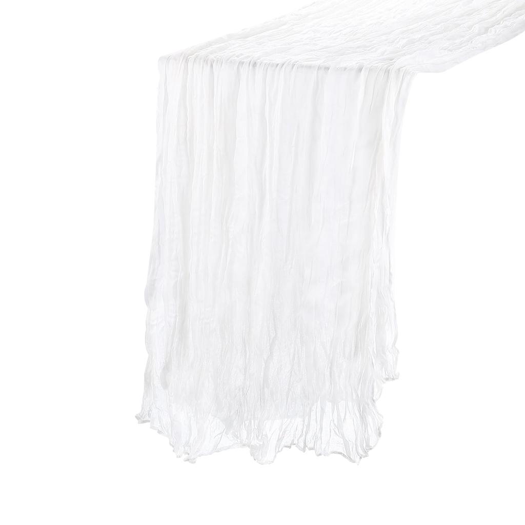 Uxcell 13ft Cheesecloth Table Runner 90cm X 400cm Rustic Gauze Tablecloth Sheer Runner for Wedding Bridal Party Table Decoration White