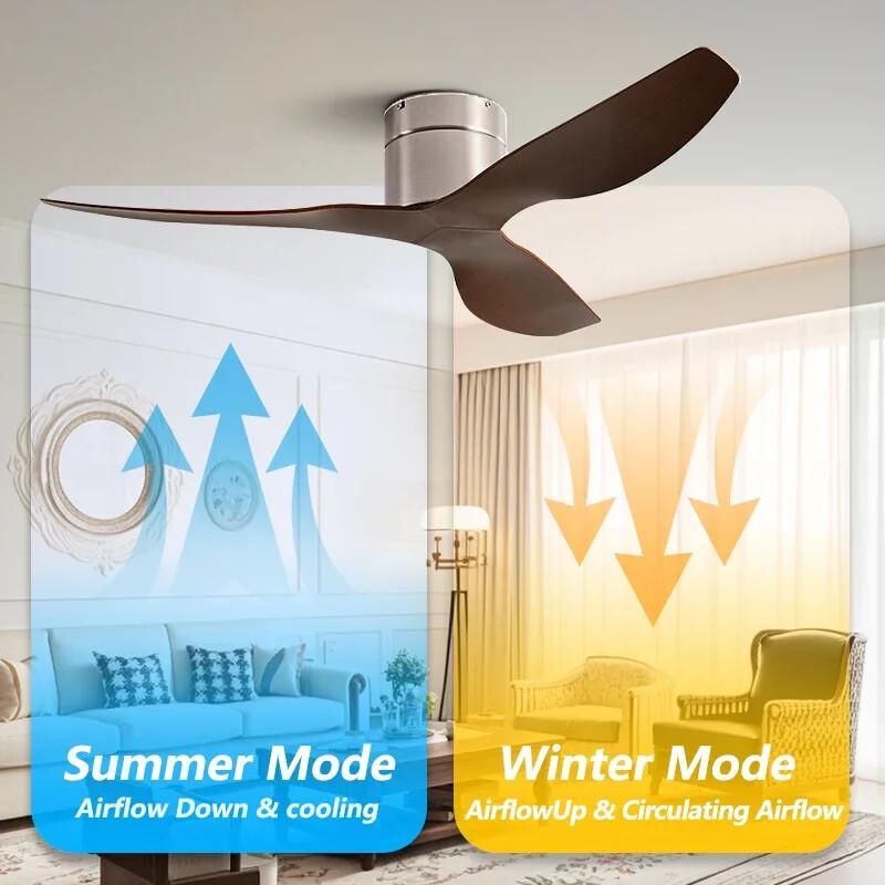 45/52  35W DC Motor Low Noise Electric Fan Nordic Ceiling Fan 6 Wind Speeds Adjustable Home Restaurant Ceiling Fan