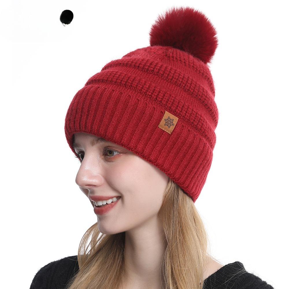 Ladies' Autumn Winter Knitted Hats Warm Outdoor Cold Resistant Woolen Pullover Hats Fashionable Comfortable Versatile Hats