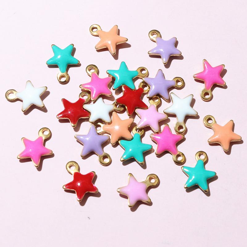 20pcs 10x8mm Enamel Small Star Charms Pendant Stainless Steel DIY Jewelry Making Accessories Findings for Bracelet Earrings