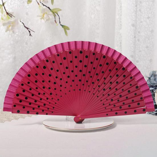Practical Beautiful Decoration Multicolor Dot Print Folding Fan Home Supply Decorative Fan