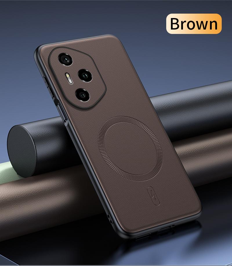 

Чехол для Honor 300 Pro Магнитная кожаная накладка-щиток для Honor 300 Pro Высококачественный Не оставляющий отпечатков пальцев Нескользящий ПК+ТПУ Honor 300 Pro коричневый