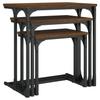 Set of 3 Nesting Tables Brown Oak Finish Engineered Wood