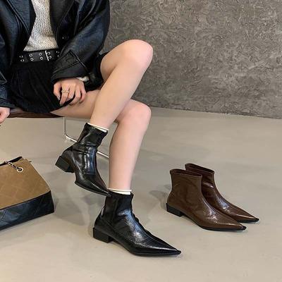 Pointed European and American Short Boots 2025 Autumn and Winter Boots Fashion Thick Heel Medium Heel Thin Boots Martin Boots