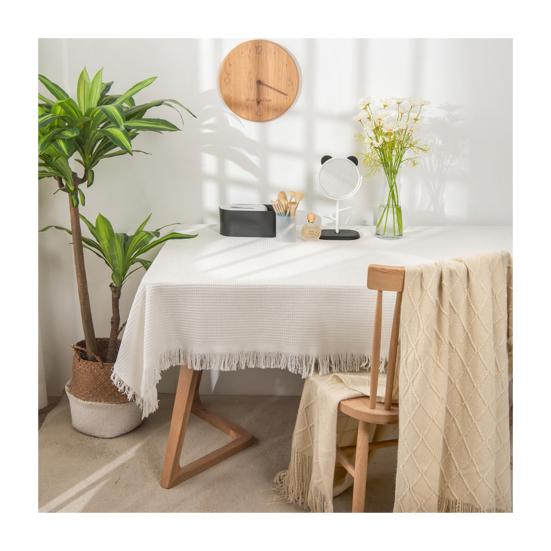 Tablecloth for Rectangle Table, Geometric Pattern Cream Style Tablecloth, Wrinkle Resistant Easy Care Table Cover for Coffee Tables Dorm Desks Photo S I