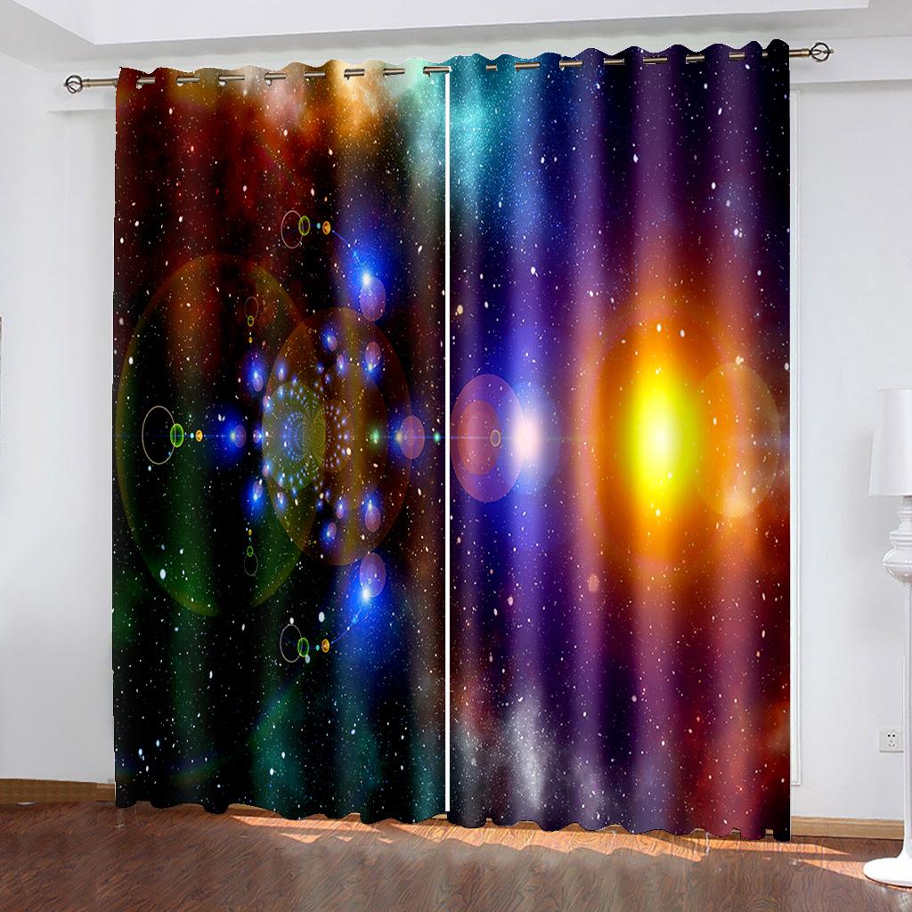 Günstiger 3D-Druck, Weltraum, Sterne, Nachthimmel des Universums, Junge, 2-teilig, Schattierungsvorhang für Wohnzimmer, Schlafzimmer, Dekoration, Heimhaken