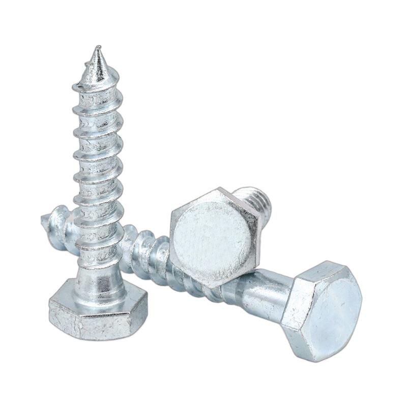 Șuruburi autofiletante hexagonale zincate, albastre și albe: Șuruburi pentru lemn M6/M8 cu filet complet și semifiletat