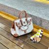 2025 Haute Couture Cargo Birkin Canvas Patchwork Women's Small Handbag with Wide Shoulder Strap