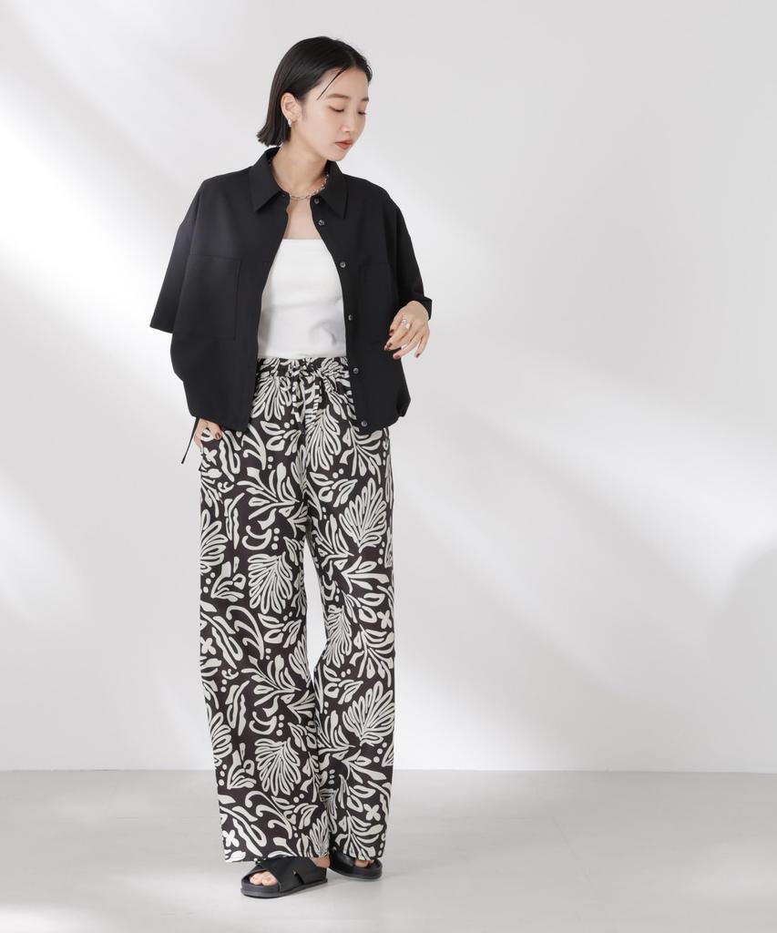 Nano Universe Drawstring Ribbon Cropped Hem Soccer Shirt be paired with other F 010 Black Women's (Can items) 673-5121322