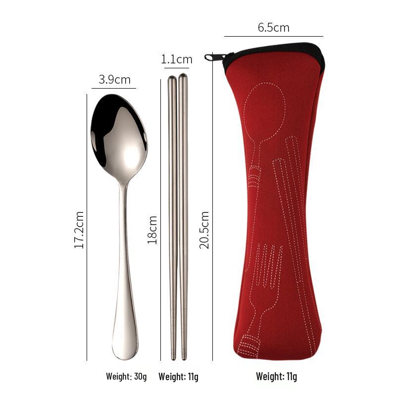 Stainless Steel Cutlery Set: Knife, Fork, Spoon & Chopsticks - Portable 4-Piece Set for Students, Travel, & Gifts