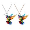 Rainbow Hummingbird Necklace Acrylic Colorful Bird Pendant Necklace Lightweight Fashion Necklace Jewelry Gift for Women Bird Lovers
