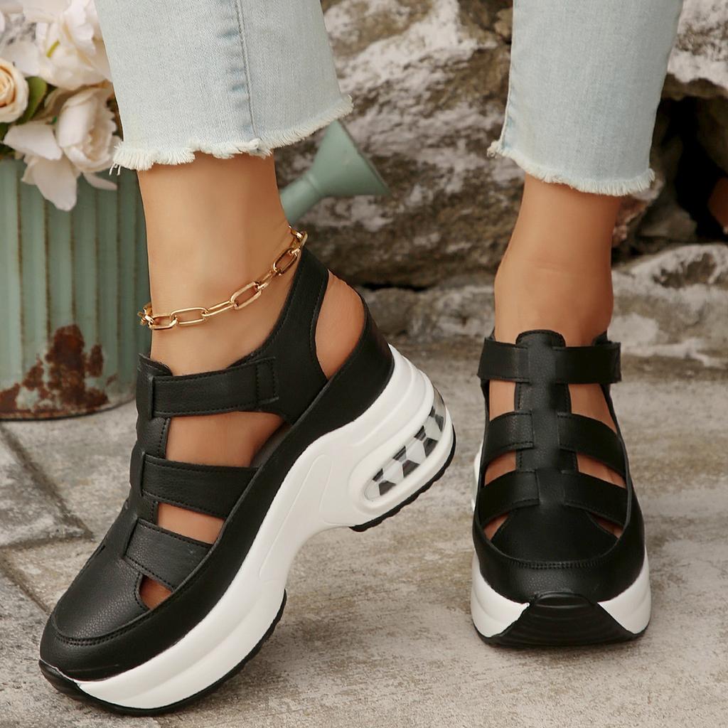 Fashion 2025 Large Size New Roman Shoe Bag Toe, Fashionable Perforated Hemp Rope Anti-slip One-line Sandals with Wedge Heels