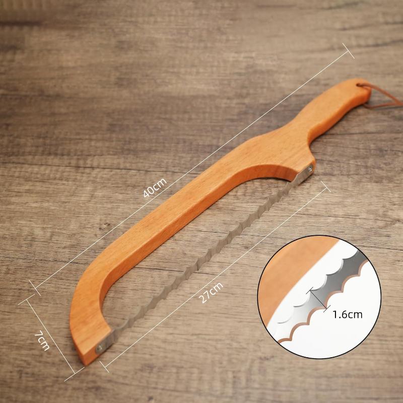 Wooden Bread Knife Saw Sandwich Slicer Method Stick Face Toast Saw Anti Bending Wooden Bread Cutter,Sourdough Bread Slicer