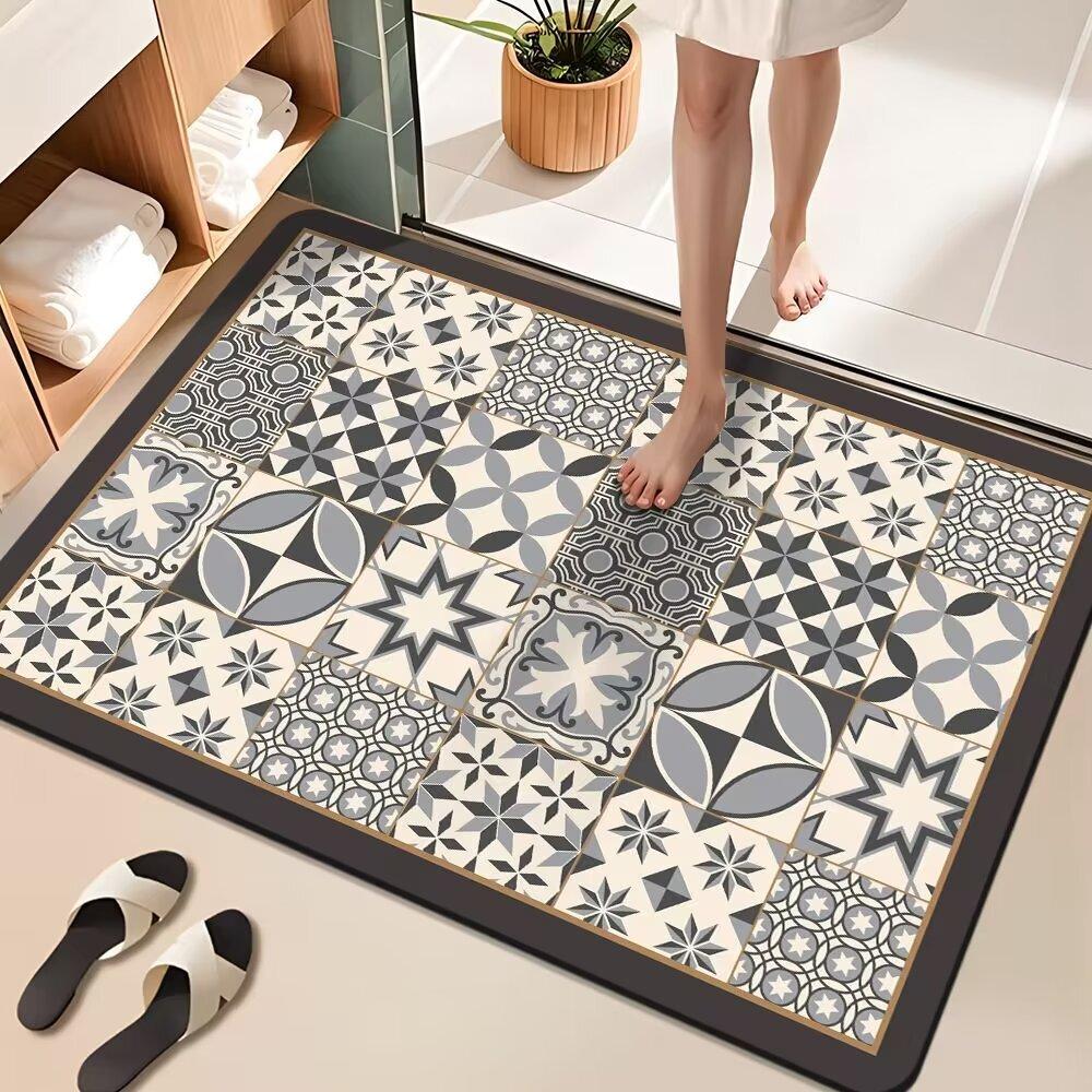 Colorful Brick Carpet Foot Mat Entryway Non-Slip Door Mat Diatomaceous Earth Water Absorbent Quick-Dry Floor Mat