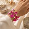 Elegantes Metall Emaille Blume Offenes Armband für Damen Übertrieben Exquisit Weiße Rote Blumen Florales Armband Party Urlaub Schmuck