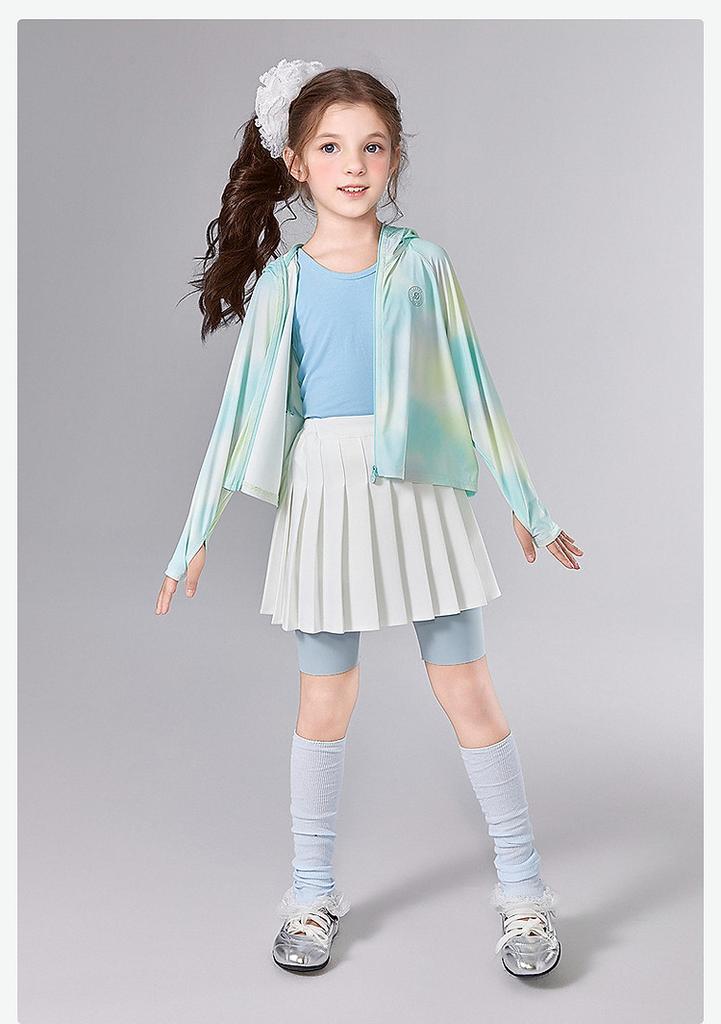 [Printed Ice Feel Hooded Sunscreen Clothing] Girls' 25 Summer Mid to Large Children's Summer Clothing Children's Thin Breathable Top