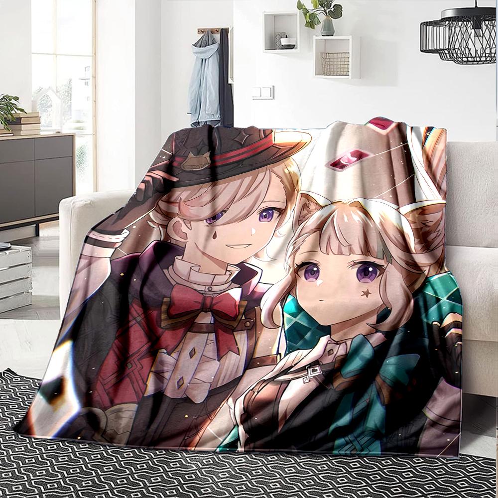 1pc Genshin Impact Lyney Lynette Blanket, Gift, for Men and Women, Soft Blanket, Good for Sofa Bed Couch Travel, Lightweight Flannel Blanket