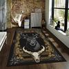 "Black Carpet with Stag and Skull Design, Vintage Gold Accents" Suitable for Use As an Anti-slip for Living Room Bedroom Sofas