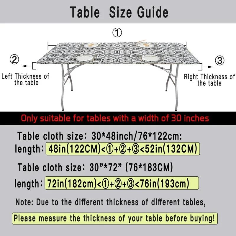 4Ft/6Ft Rectangle Vinyl Picnic Table Cloth Waterproof Elastic Fitted Table Covers Outdoor Table Cover for Camping Dining Indoor