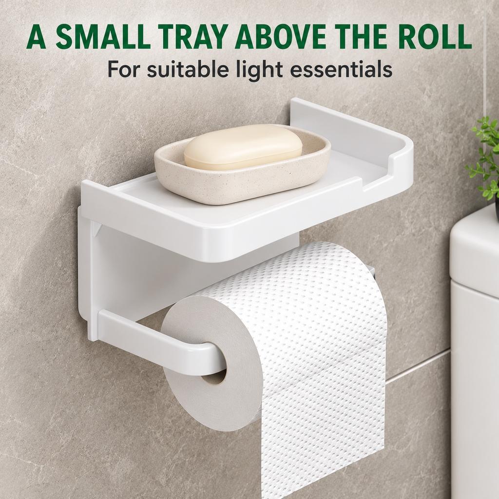 Portarotolo da Toilette Adesivo con Ripiano Superiore, 3 Colori