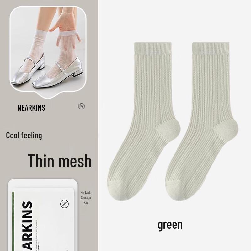 NiQing Summer Thin Ballet Mesh Mid-Calf Socks