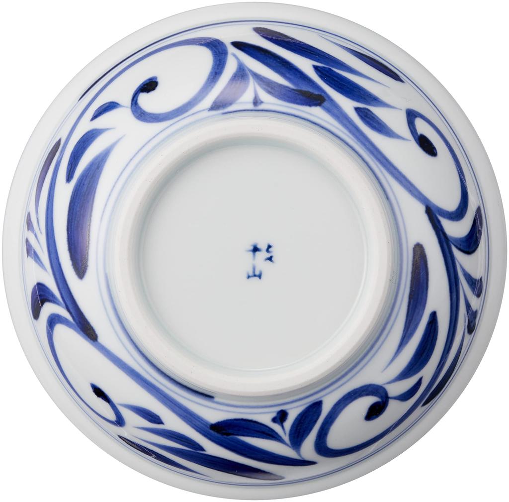 Tobeyaki Senzan Diameter X Inner Diameter X Height Set of 2 Tobeyaki Bowls with Round Edges (Tobeyaki Senzan) Bowls, White/Blue, Approx. 16.0cm 14.3cm