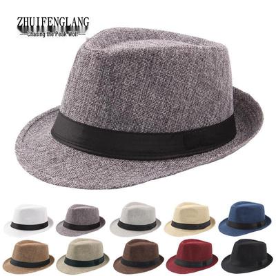 Herren Sommer Stroh Fedora Sonnenhut - Outdoor Sonnenschutz Strand Melone
