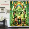 4PC-St Patrick's Day  shower curtain set with 12 hooks, shower pad, toilet seat, bathroom non slip carpet, washable curtains for home decoration