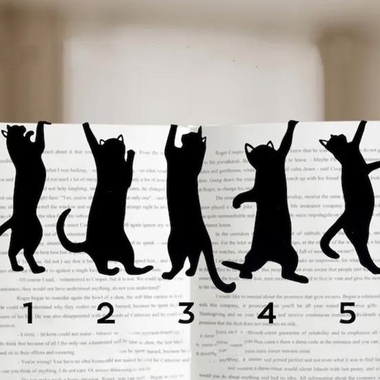 5 Stück schwarze Katzen-Lesezeichen, Metall, Katzenform, Seitenmarkierung für Buch