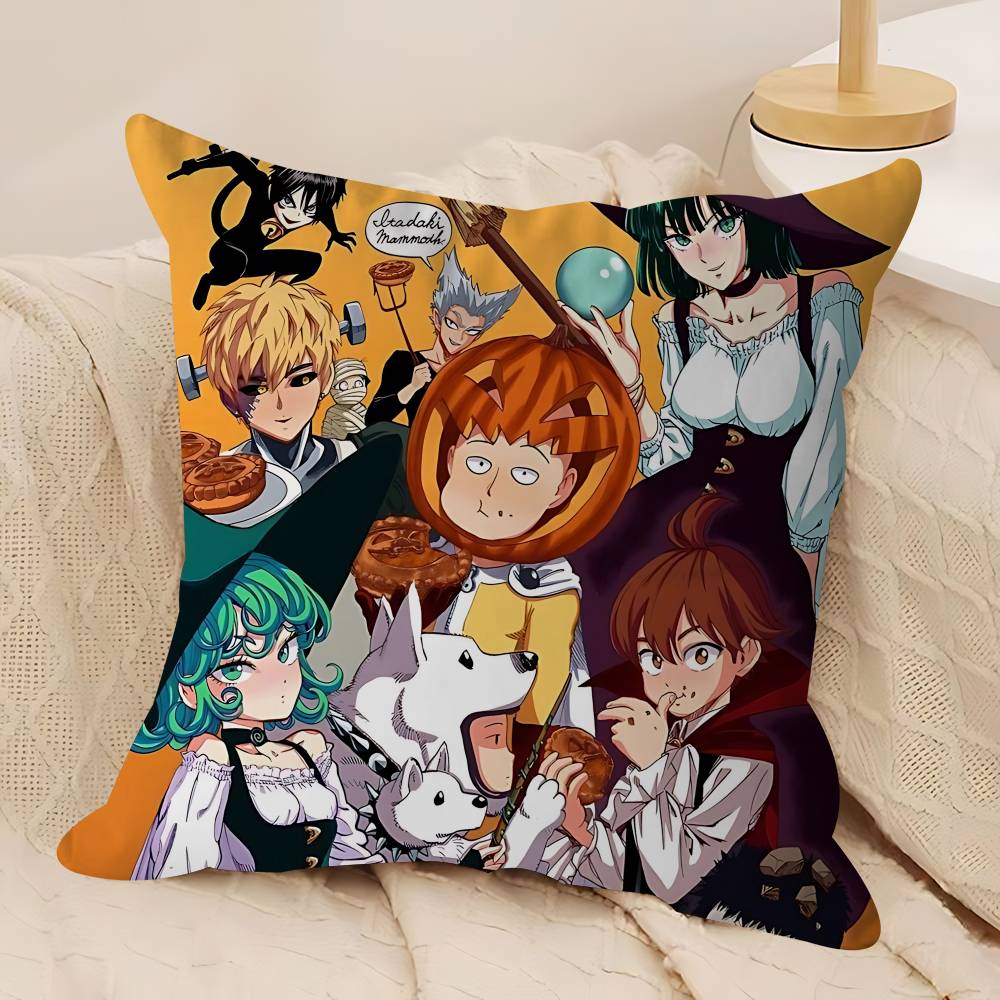 Аниме Наволочки O-One-Punch-Man Мультяшные Декоративные для Дивана Дома Двусторонняя Печать Короткий Плюш Милая Наволочка 12x12Inch