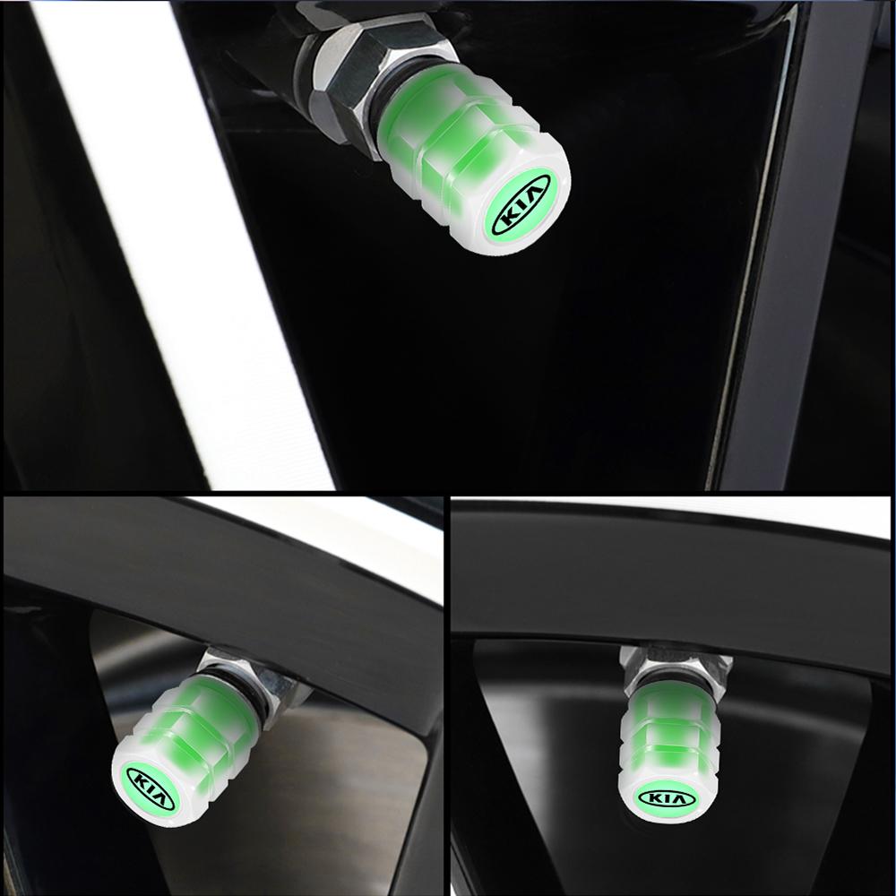 2026 Horká Samolepka na Auto 4ks Svítící Krytky Ventilků ABS Fluorescenční Kryt Ventilku Kolečka Pneumatiky Pro Kia Rio Picanto Sportage Niro Morning C