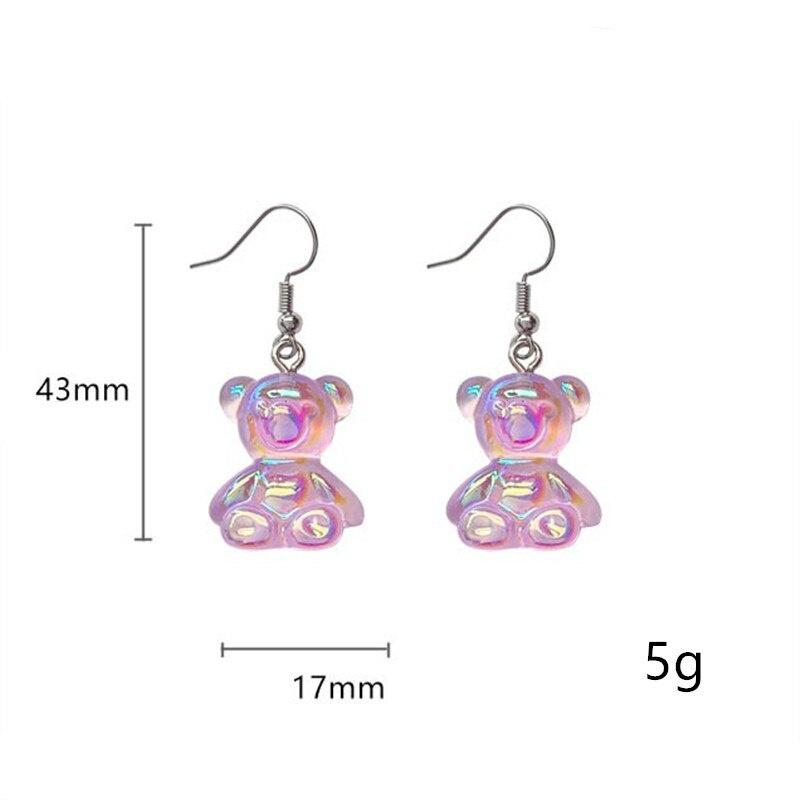 Women Transparent Bear Animal Stud Earrings Three-dimensional Jewelry Fashion Ear Accessory